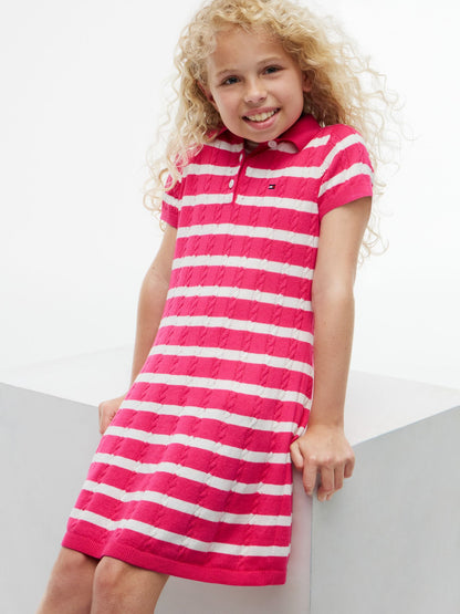 Tommy Hilfiger Kids' Stripe Cable Knit Polo Dress