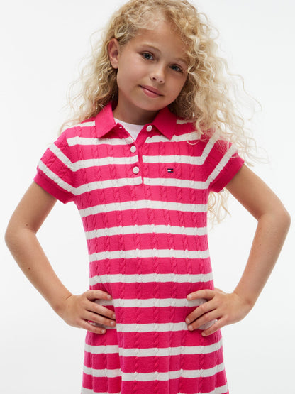 Tommy Hilfiger Kids' Stripe Cable Knit Polo Dress