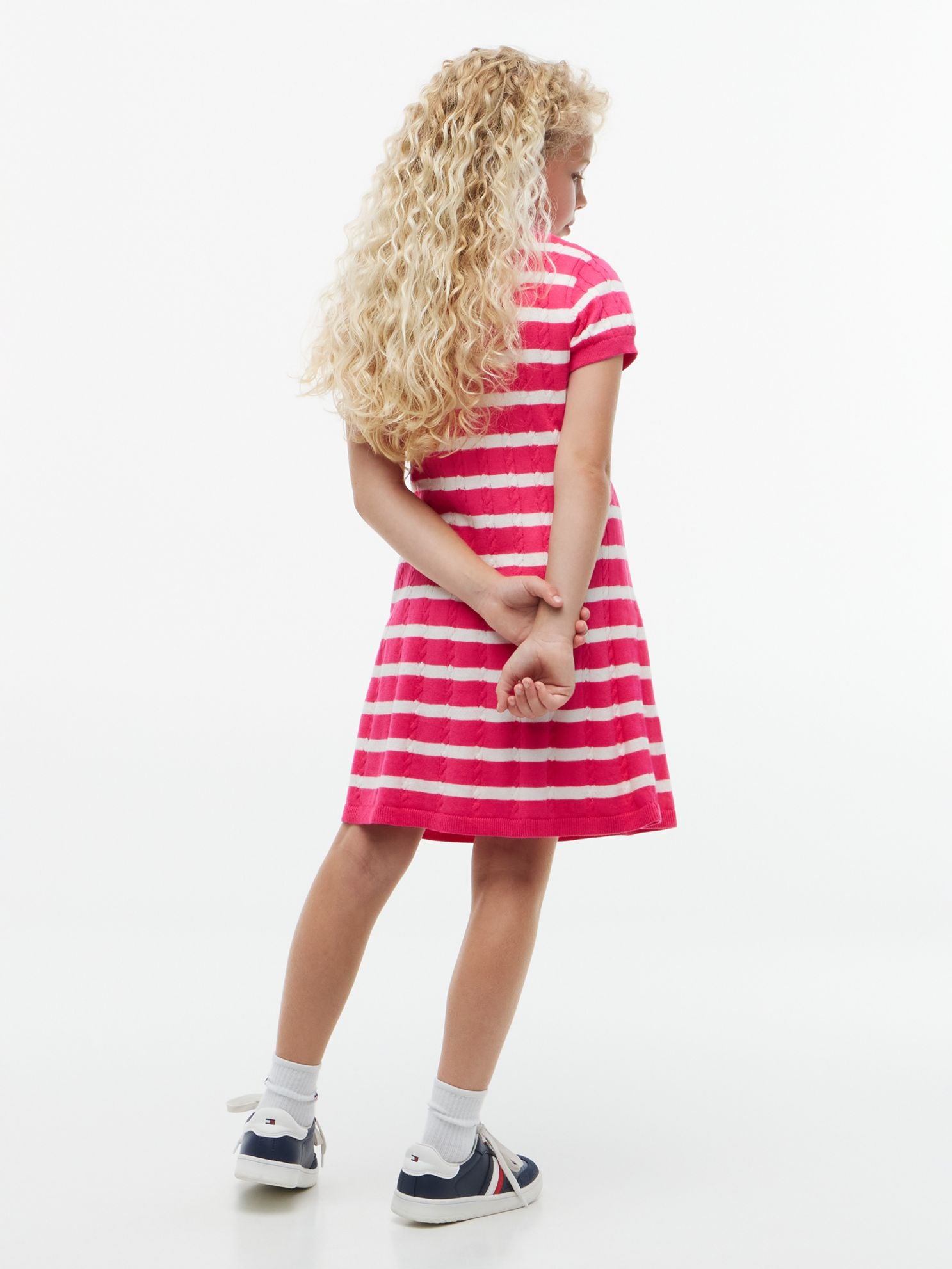 Tommy Hilfiger Kids' Stripe Cable Knit Polo Dress
