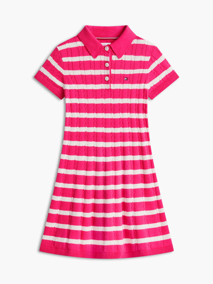 Tommy Hilfiger Kids' Stripe Cable Knit Polo Dress