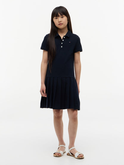 Tommy Hilfiger Kids' Pleated Stretch Polo Dress