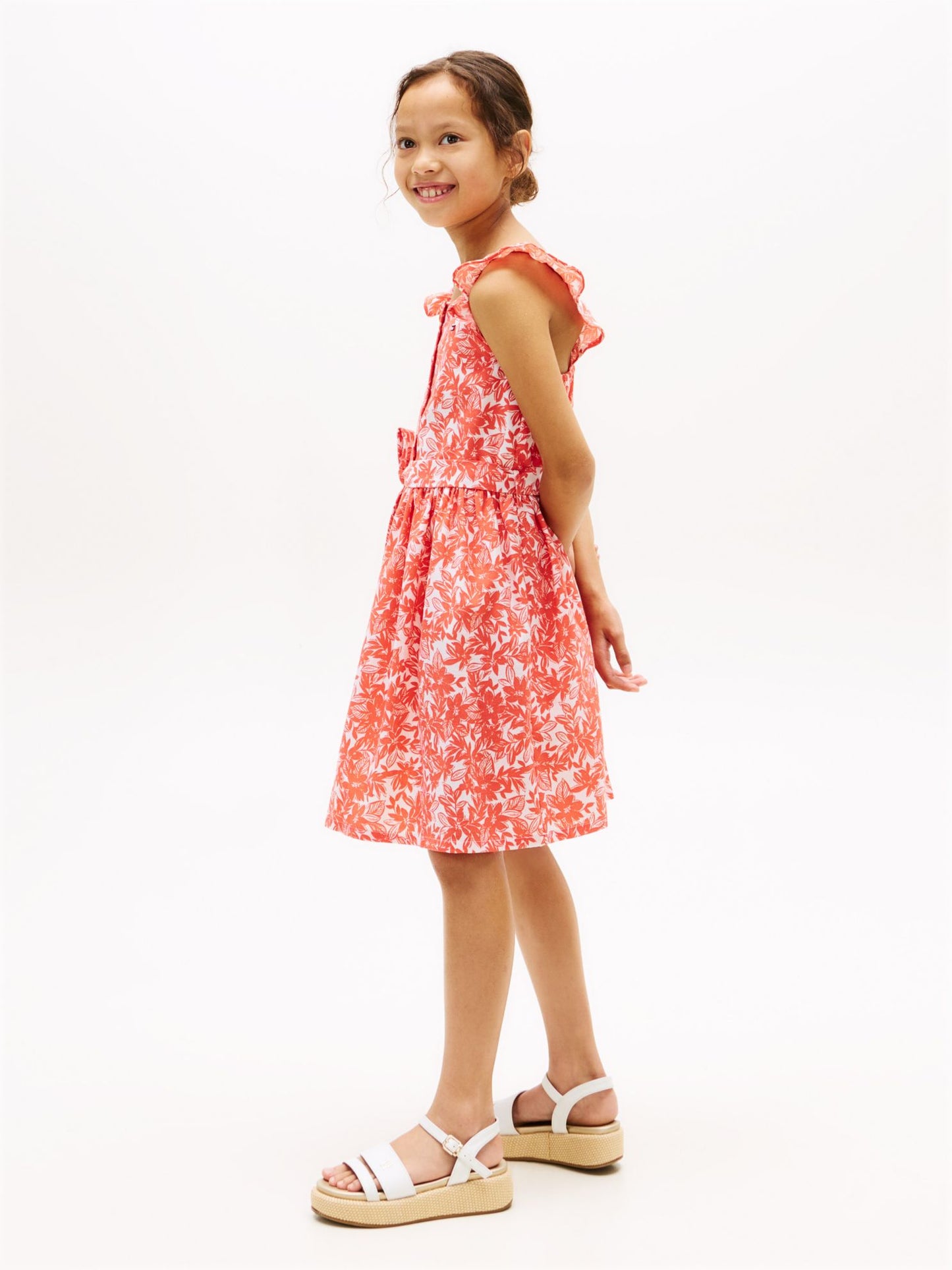 Tommy Hilfiger Kids' Floral Print Ruffle-Strap Dress
