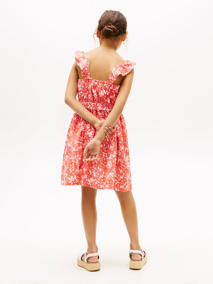 Tommy Hilfiger Kids' Floral Print Ruffle-Strap Dress