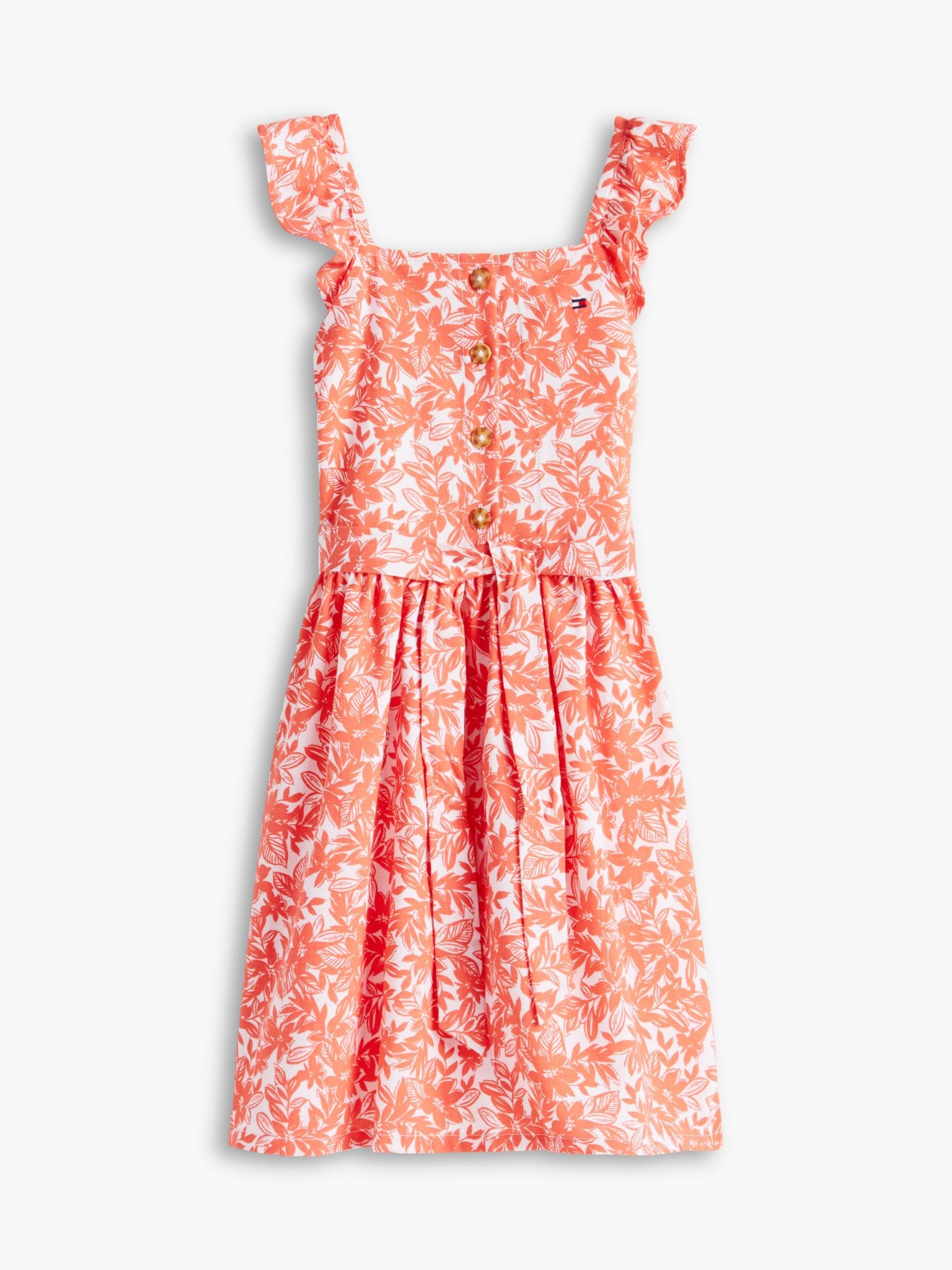 Tommy Hilfiger Kids' Floral Print Ruffle-Strap Dress
