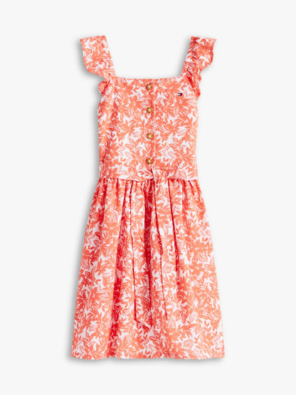 Tommy Hilfiger Kids' Floral Print Ruffle-Strap Dress