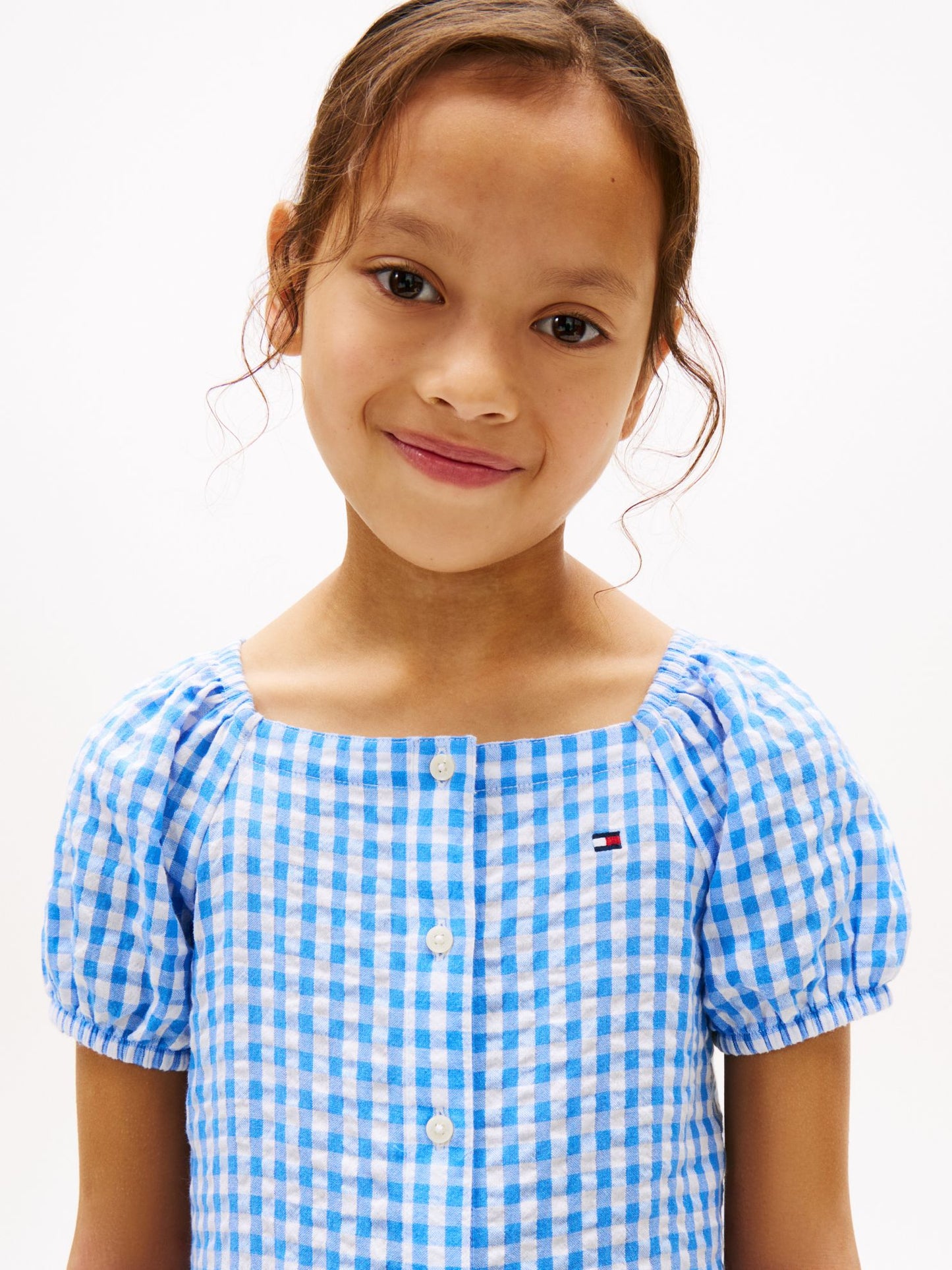 Tommy Hilfiger Kids' Gingham Puff-Sleeve Dress