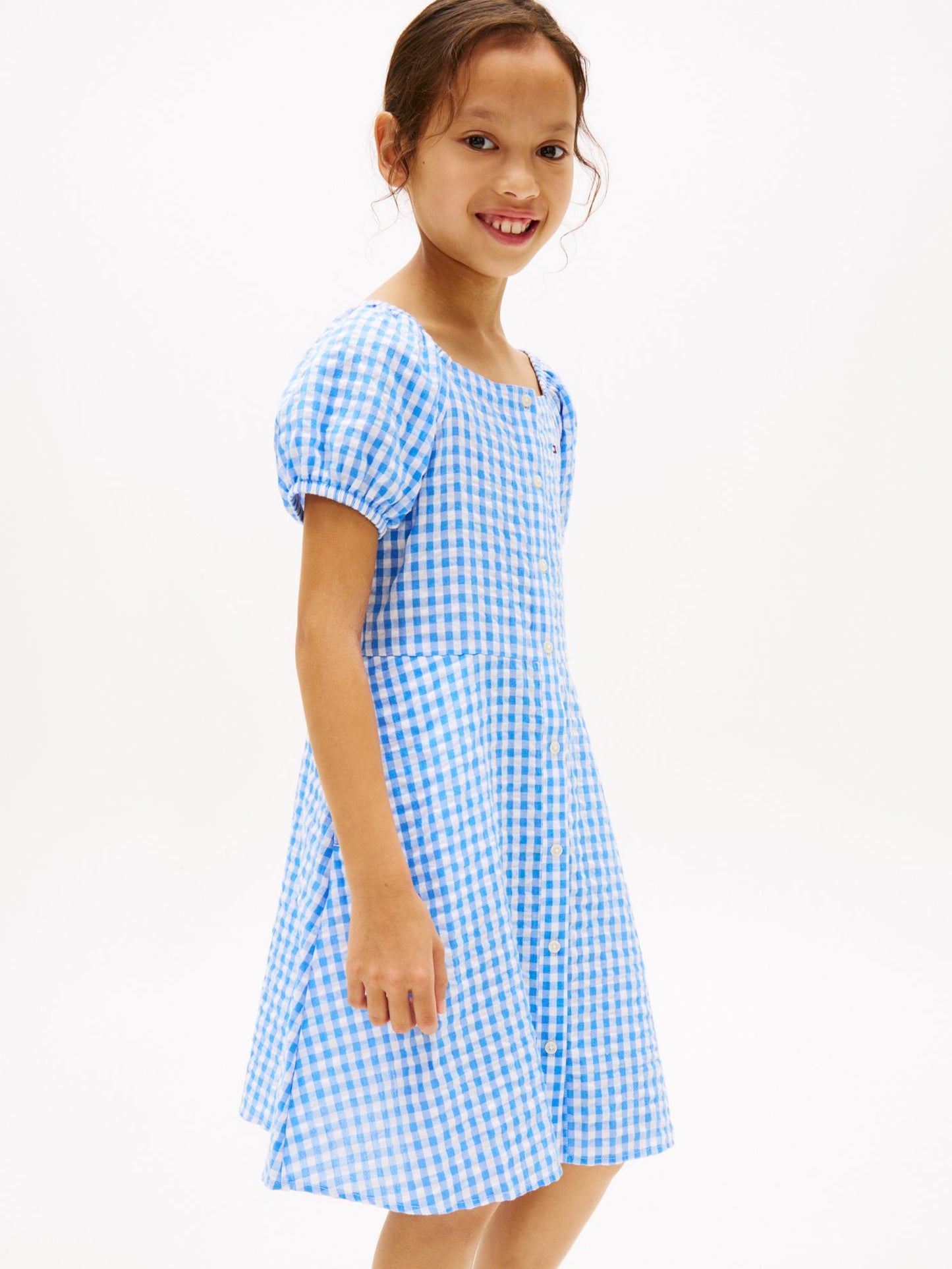 Tommy Hilfiger Kids' Gingham Puff-Sleeve Dress