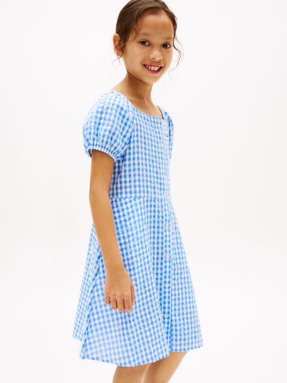 Tommy Hilfiger Kids' Gingham Puff-Sleeve Dress