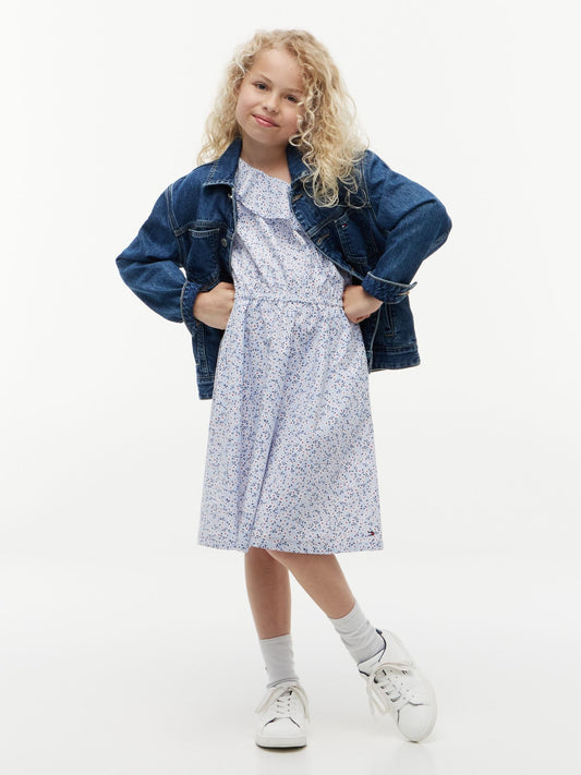 Tommy Hilfiger Kids' Floral Print Ruffle-Trim Dress
