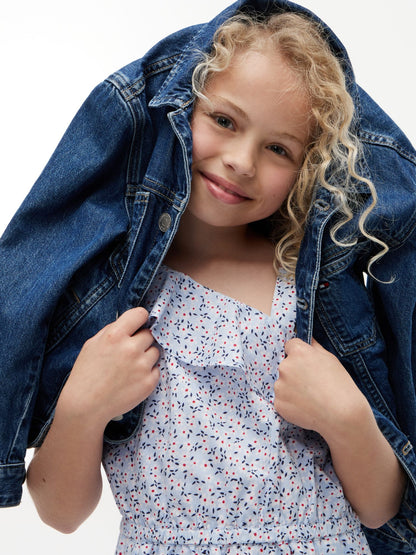 Tommy Hilfiger Kids' Floral Print Ruffle-Trim Dress