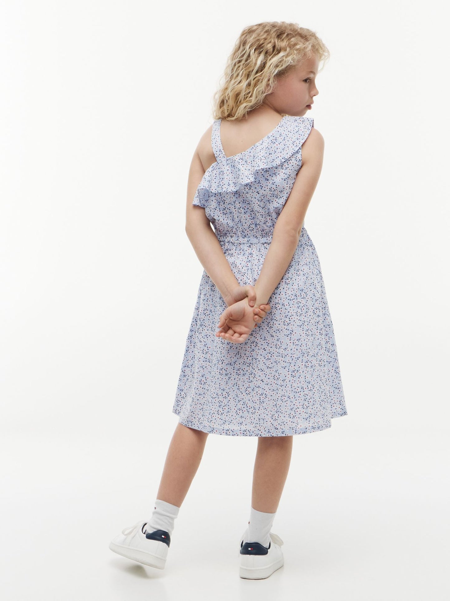 Tommy Hilfiger Kids' Floral Print Ruffle-Trim Dress