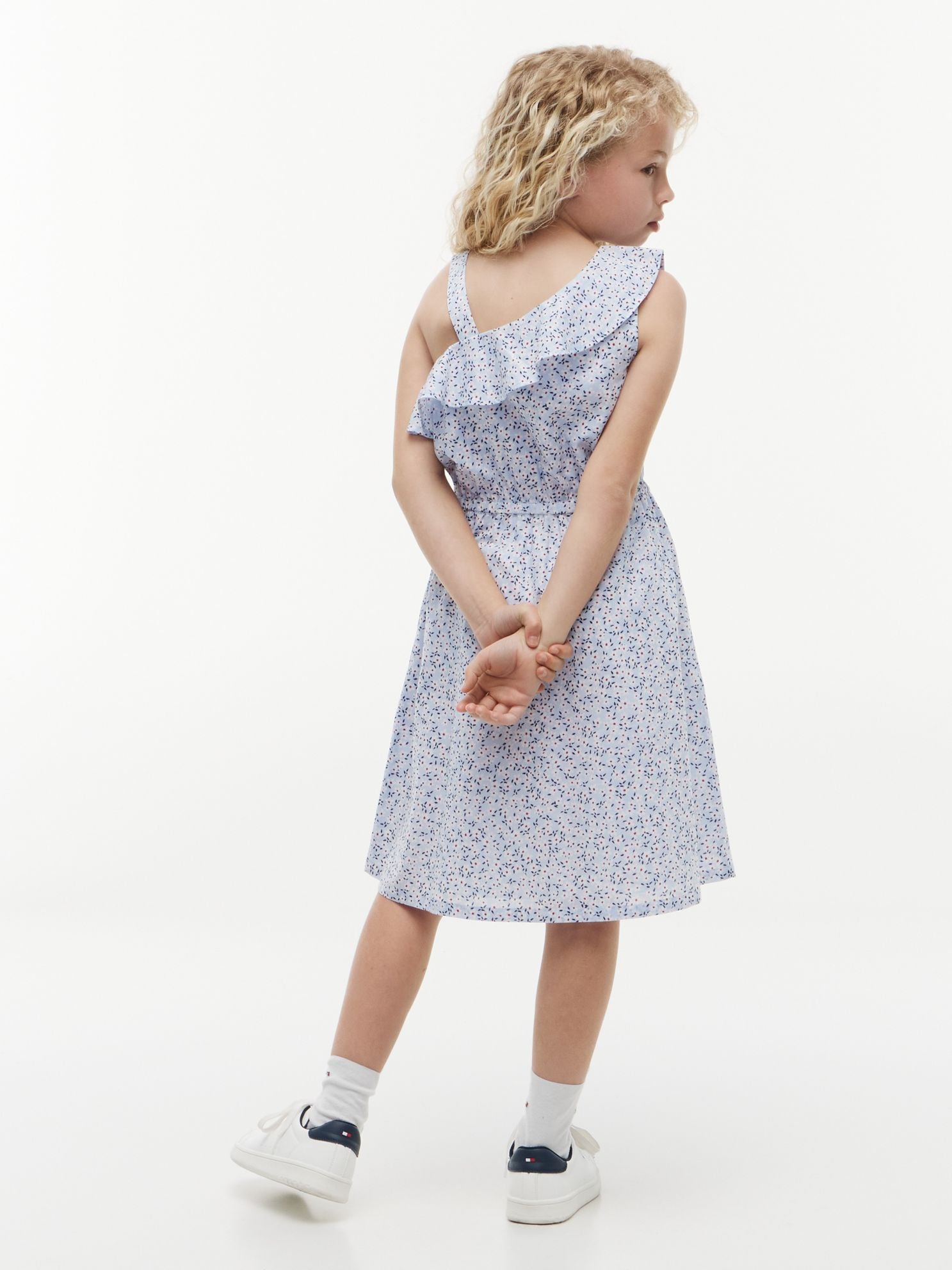 Tommy Hilfiger Kids' Floral Print Ruffle-Trim Dress
