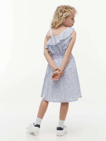 Tommy Hilfiger Kids' Floral Print Ruffle-Trim Dress