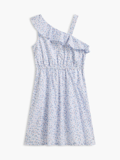 Tommy Hilfiger Kids' Floral Print Ruffle-Trim Dress