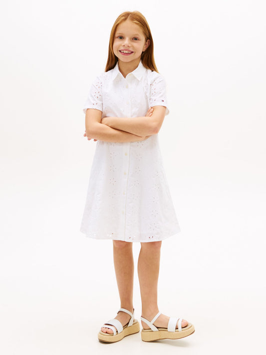 Tommy Hilfiger Kids' Embroidered Eyelet Shirtdress