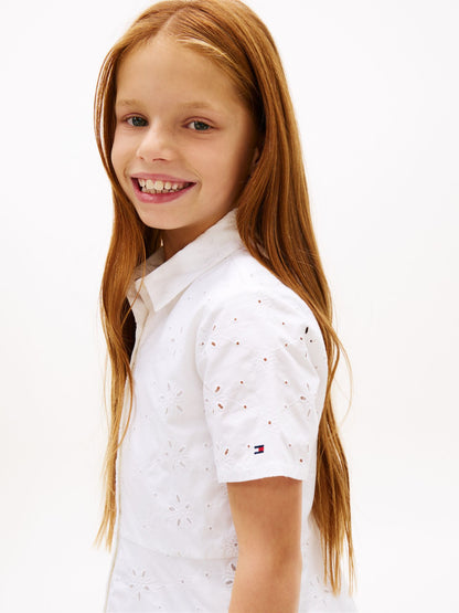 Tommy Hilfiger Kids' Embroidered Eyelet Shirtdress