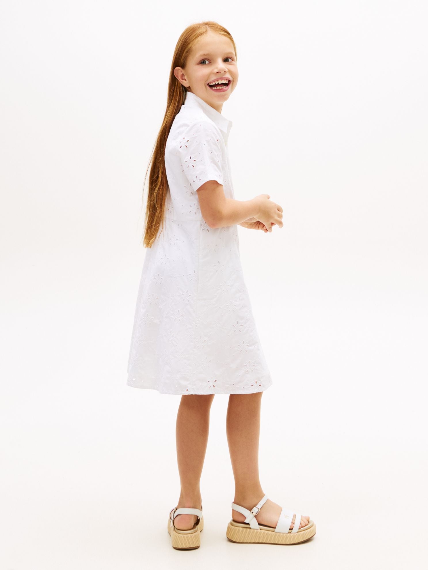 Tommy Hilfiger Kids' Embroidered Eyelet Shirtdress