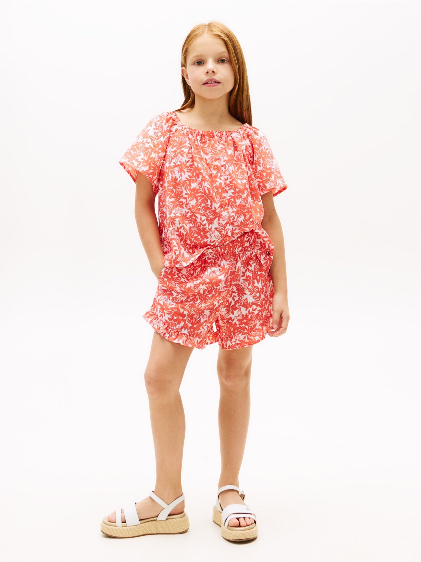 Tommy Hilfiger Kids' Tropical Print Ruffle Short