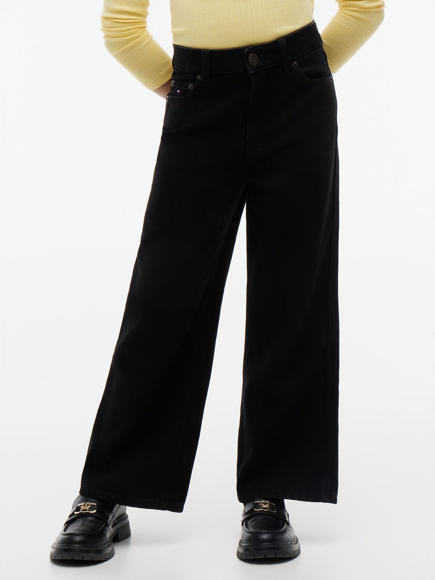 Tommy Hilfiger Kids' Black Wash High-Rise Wide Leg Pant