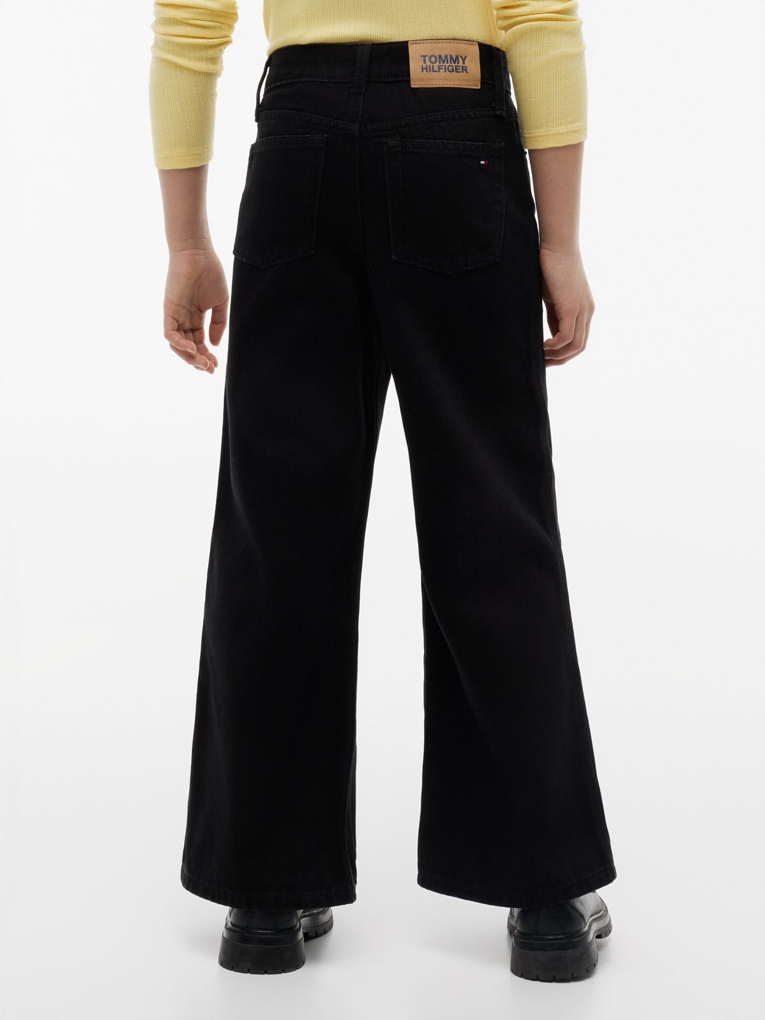 Tommy Hilfiger Kids' Black Wash High-Rise Wide Leg Pant