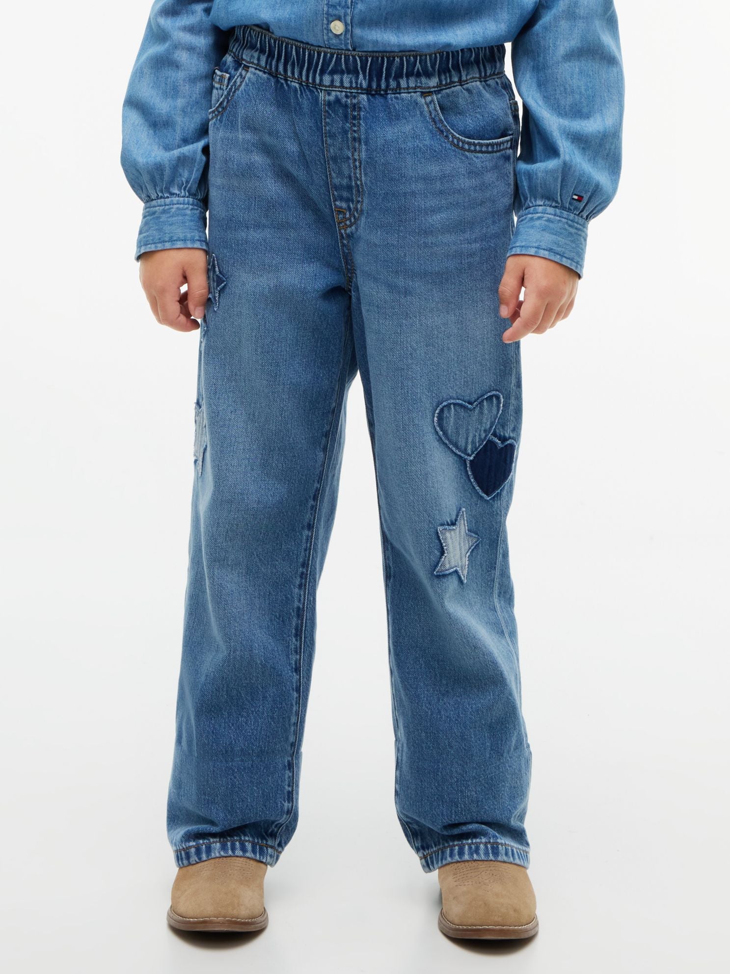Tommy Hilfiger Kids' Applique Pull-On Wide Leg Jean