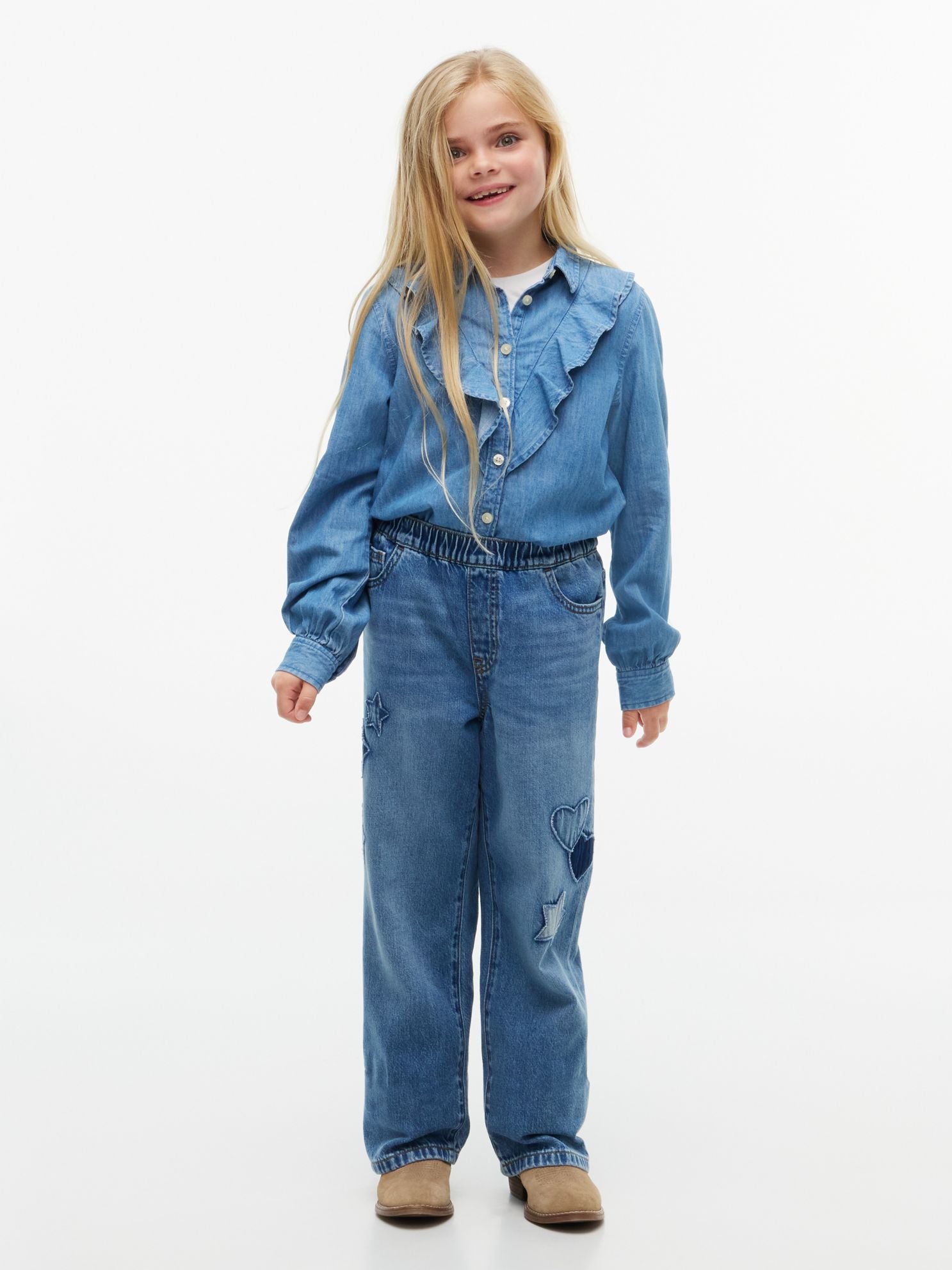 Tommy Hilfiger Kids' Applique Pull-On Wide Leg Jean