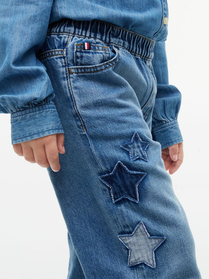 Tommy Hilfiger Kids' Applique Pull-On Wide Leg Jean