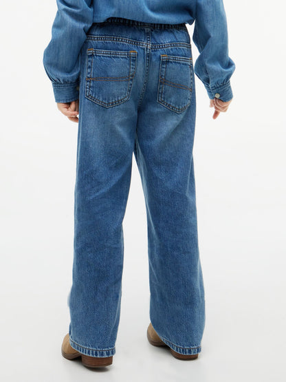 Tommy Hilfiger Kids' Applique Pull-On Wide Leg Jean