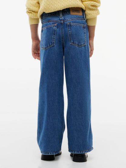 Tommy Hilfiger Kids' Mid Wash High-Rise Wide Leg Jean