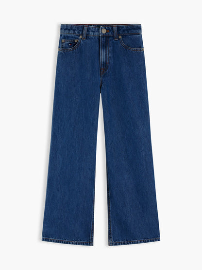 Tommy Hilfiger Kids' Mid Wash High-Rise Wide Leg Jean