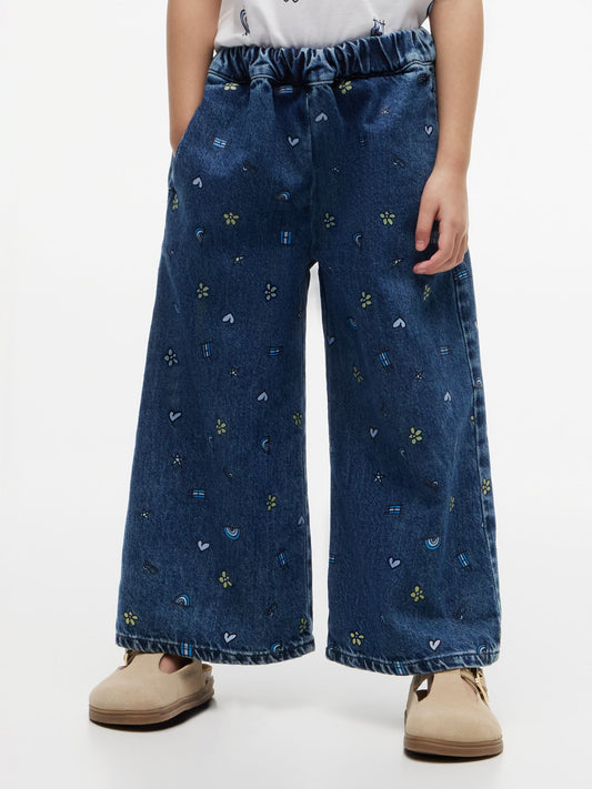 Tommy Hilfiger Kids' Doodle Print Denim Culotte
