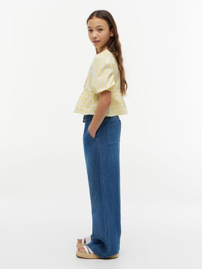 Tommy Hilfiger Kids' Chambray Wide Leg Pull-On Pant