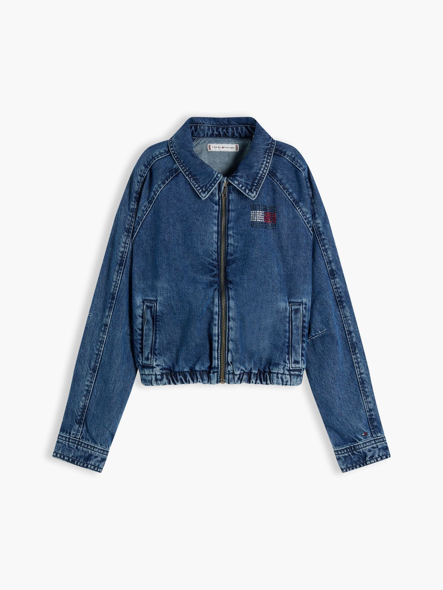 Tommy Hilfiger Kids' Rhinestone Flag Zip Denim Jacket