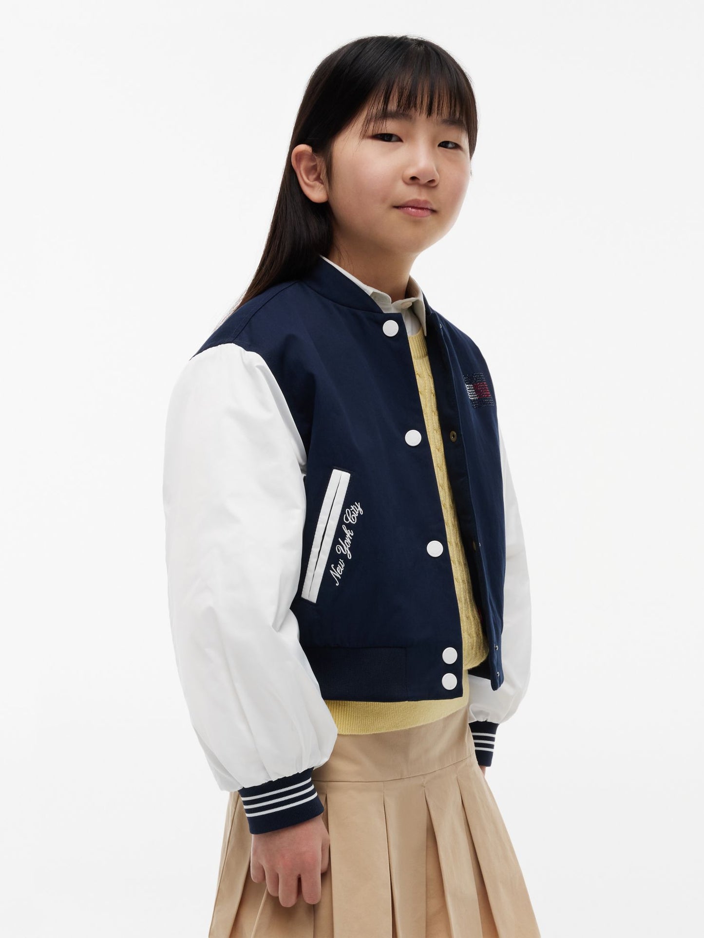 Tommy Hilfiger Kids' Rhinestone Logo Colorblock Bomber