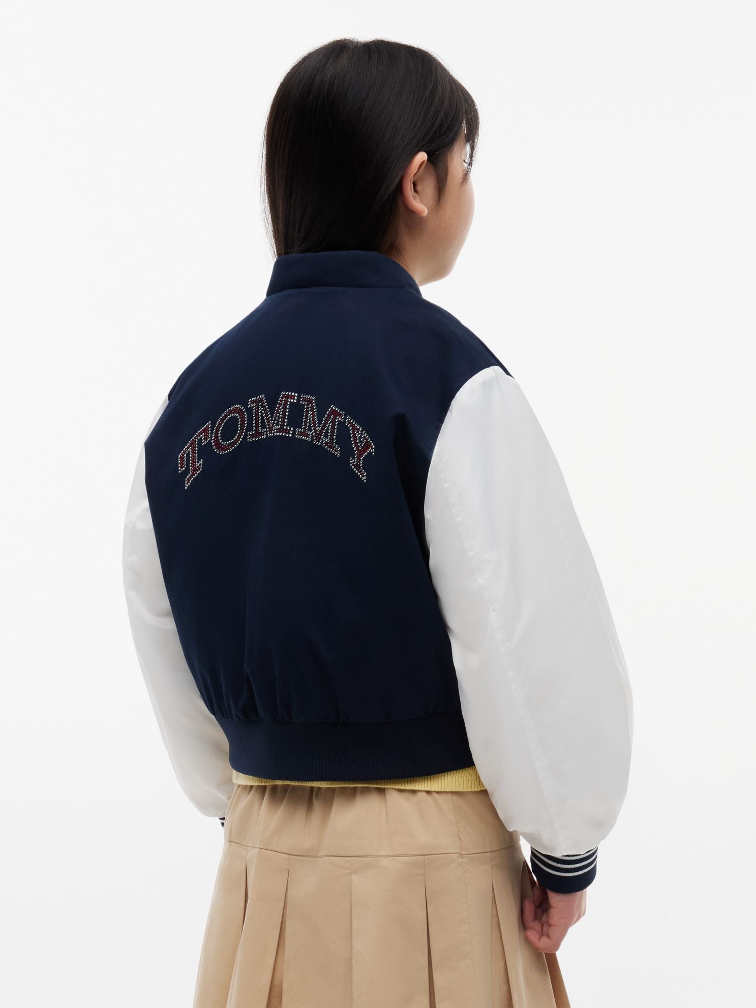 Tommy Hilfiger Kids' Rhinestone Logo Colorblock Bomber