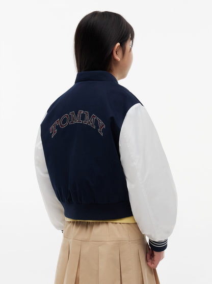 Tommy Hilfiger Kids' Rhinestone Logo Colorblock Bomber