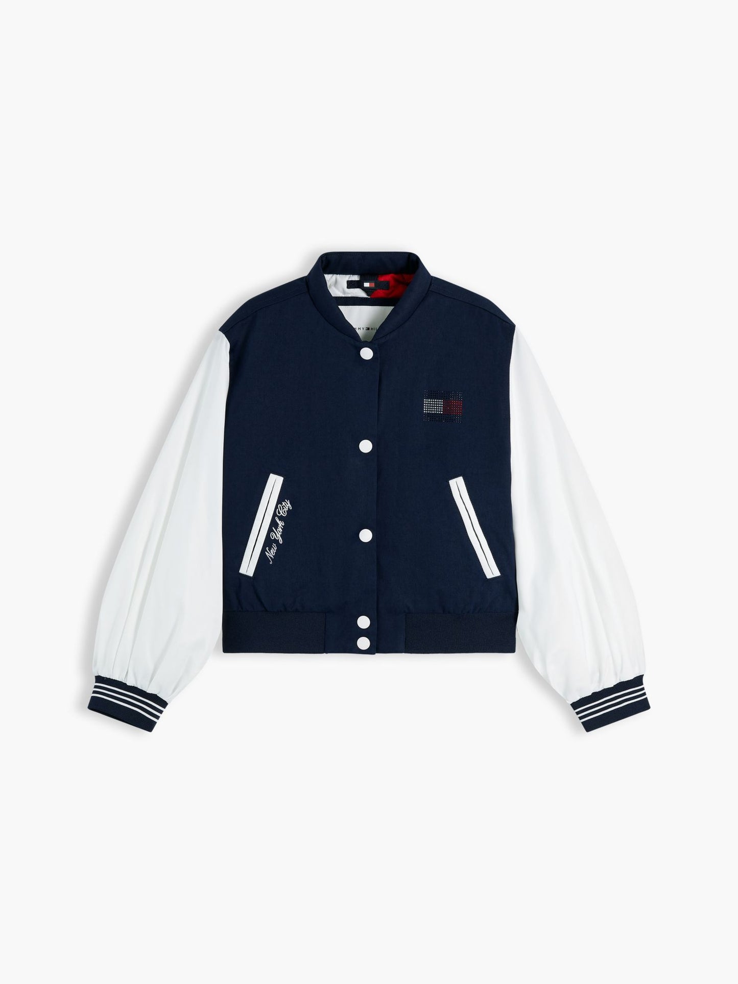Tommy Hilfiger Kids' Rhinestone Logo Colorblock Bomber