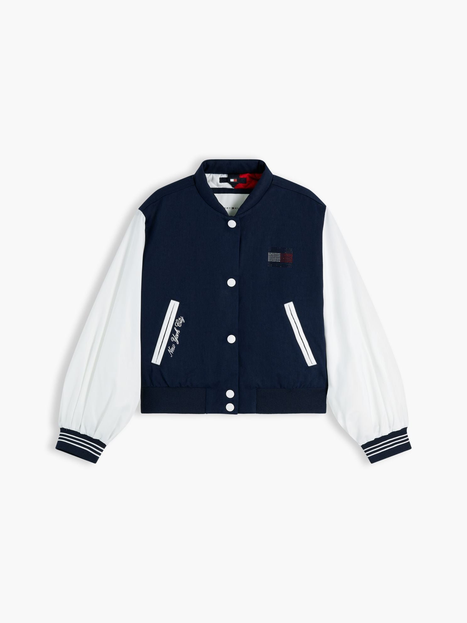 Tommy Hilfiger Kids' Rhinestone Logo Colorblock Bomber