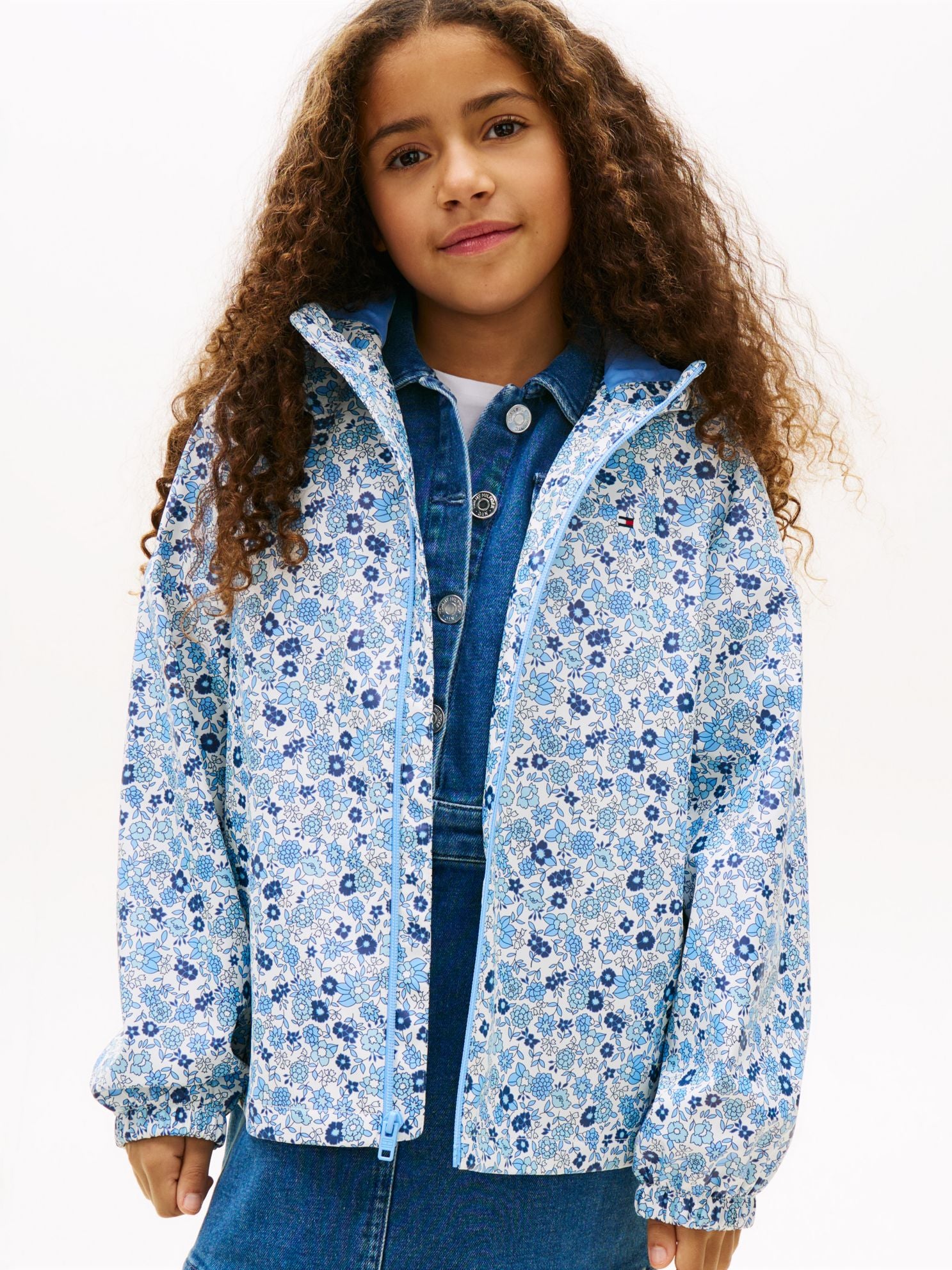 Tommy Hilfiger Kids' Floral Print Hooded Rain Jacket