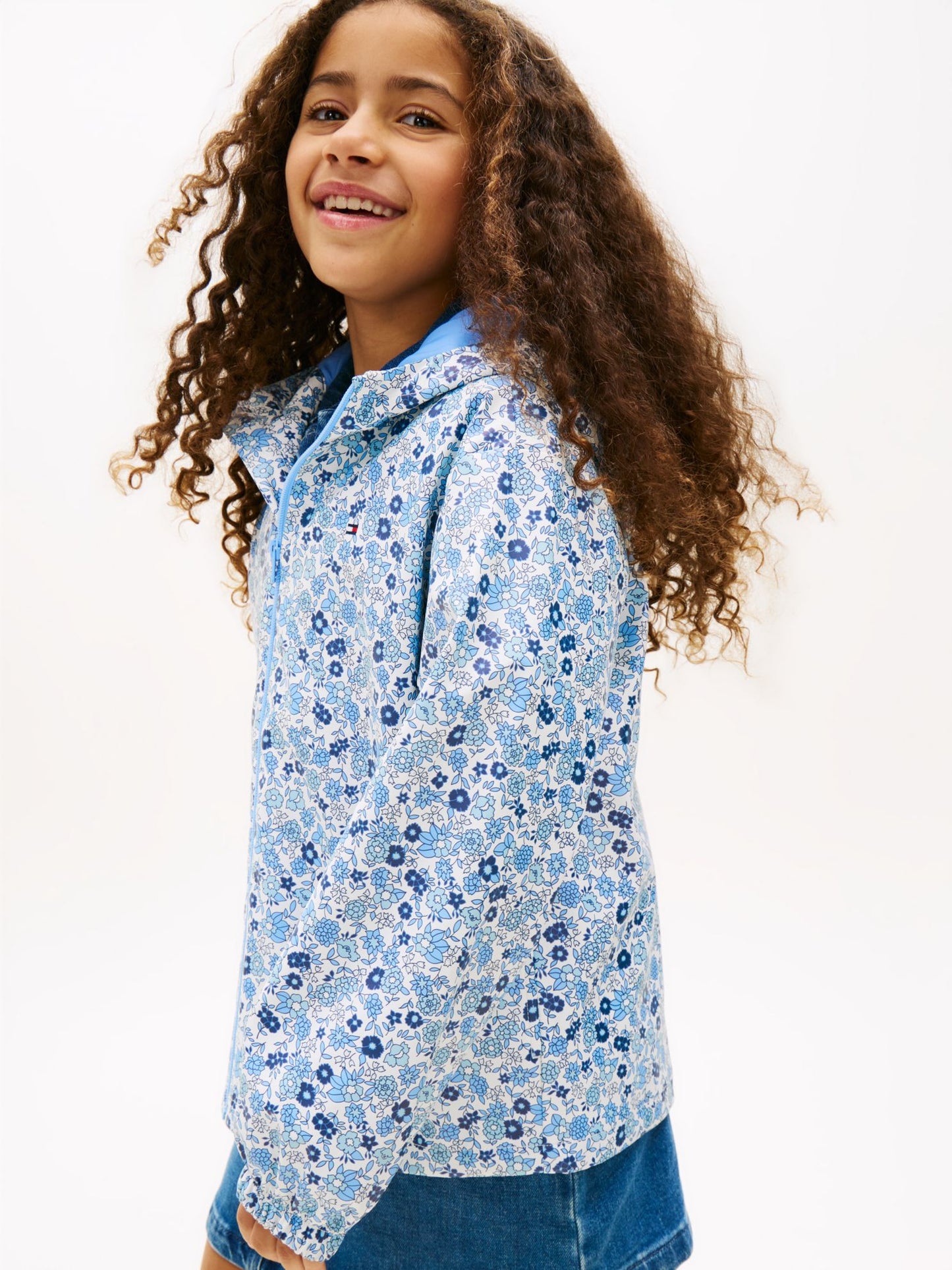 Tommy Hilfiger Kids' Floral Print Hooded Rain Jacket