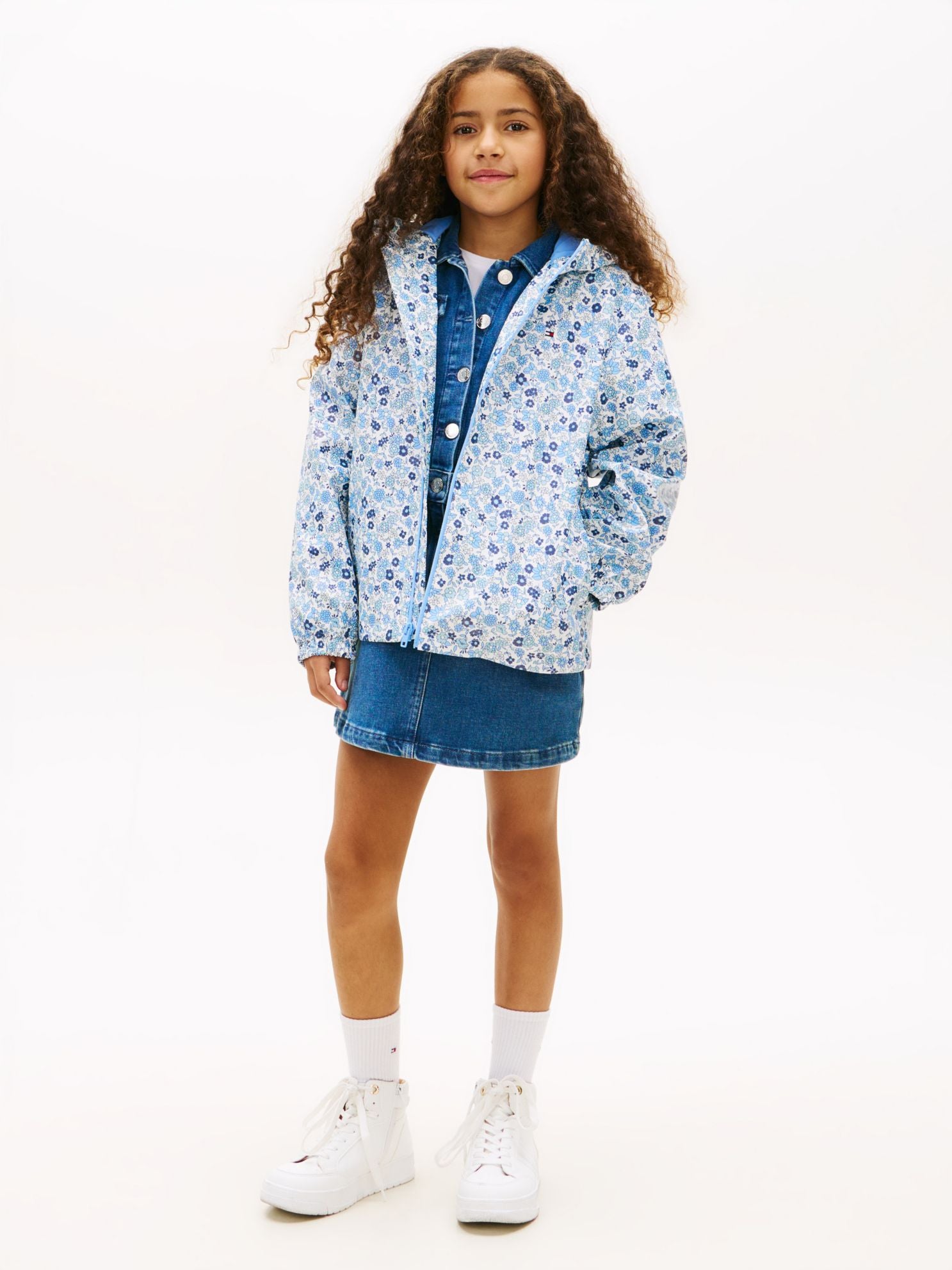 Tommy Hilfiger Kids' Floral Print Hooded Rain Jacket