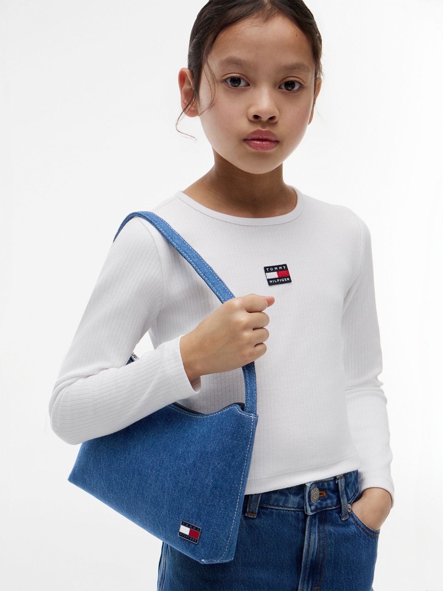 Tommy Hilfiger Kids' Flag Logo Denim Shoulder Bag