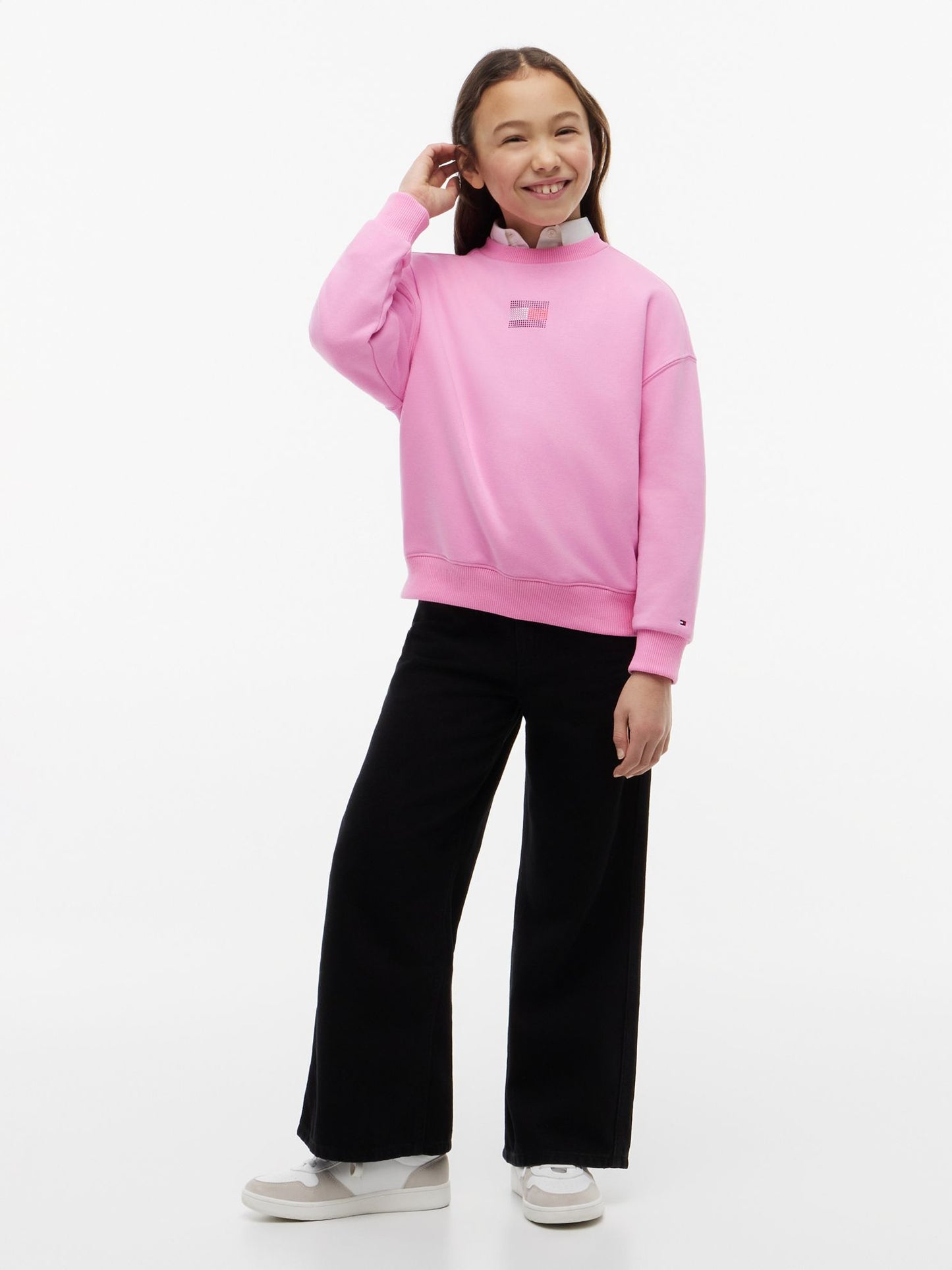 Tommy Hilfiger Kids' Rhinestone Flag Logo Sweatshirt