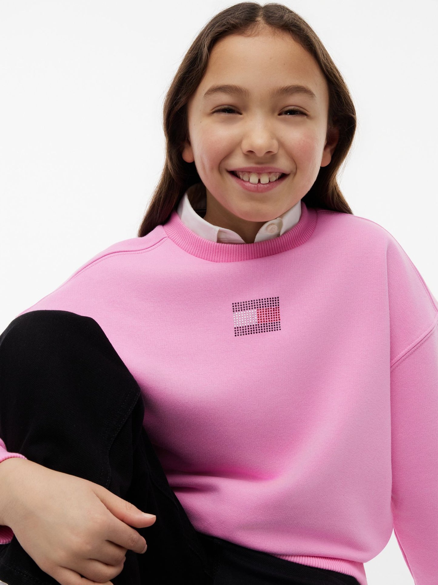 Tommy Hilfiger Kids' Rhinestone Flag Logo Sweatshirt