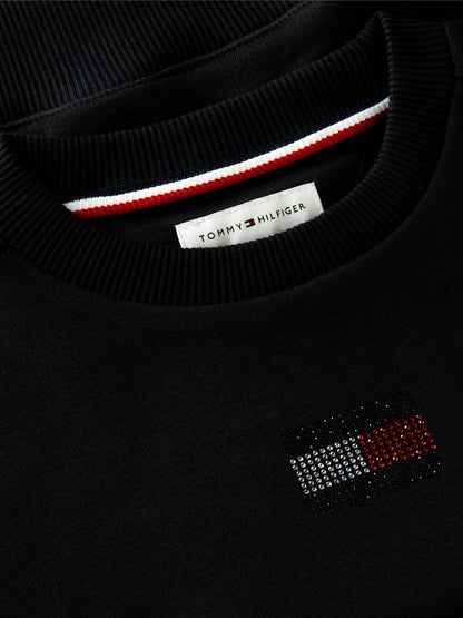 Tommy Hilfiger Kids' Rhinestone Flag Logo Sweatshirt