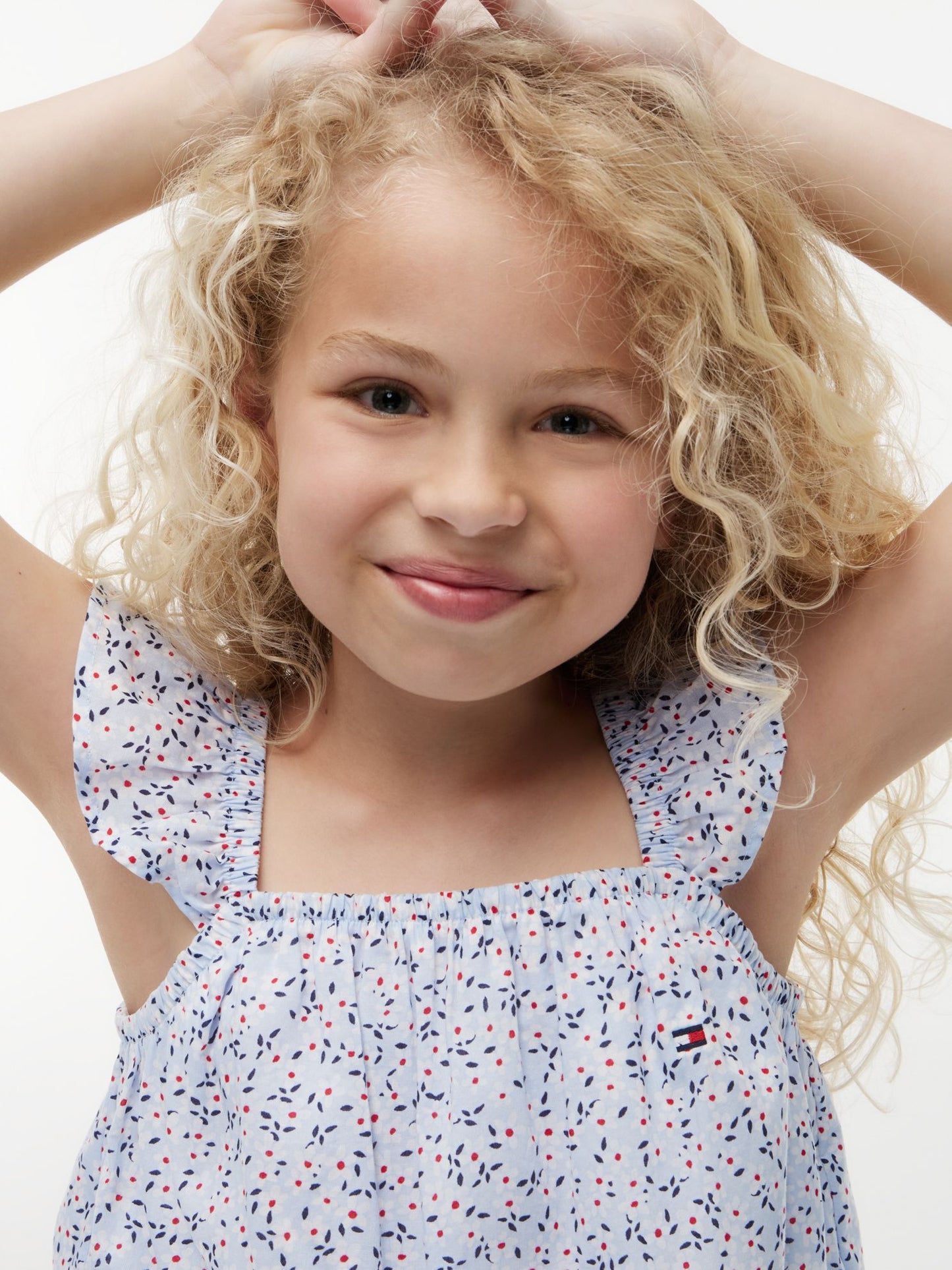Tommy Hilfiger Kids' Floral Print Flutter-Trim Top