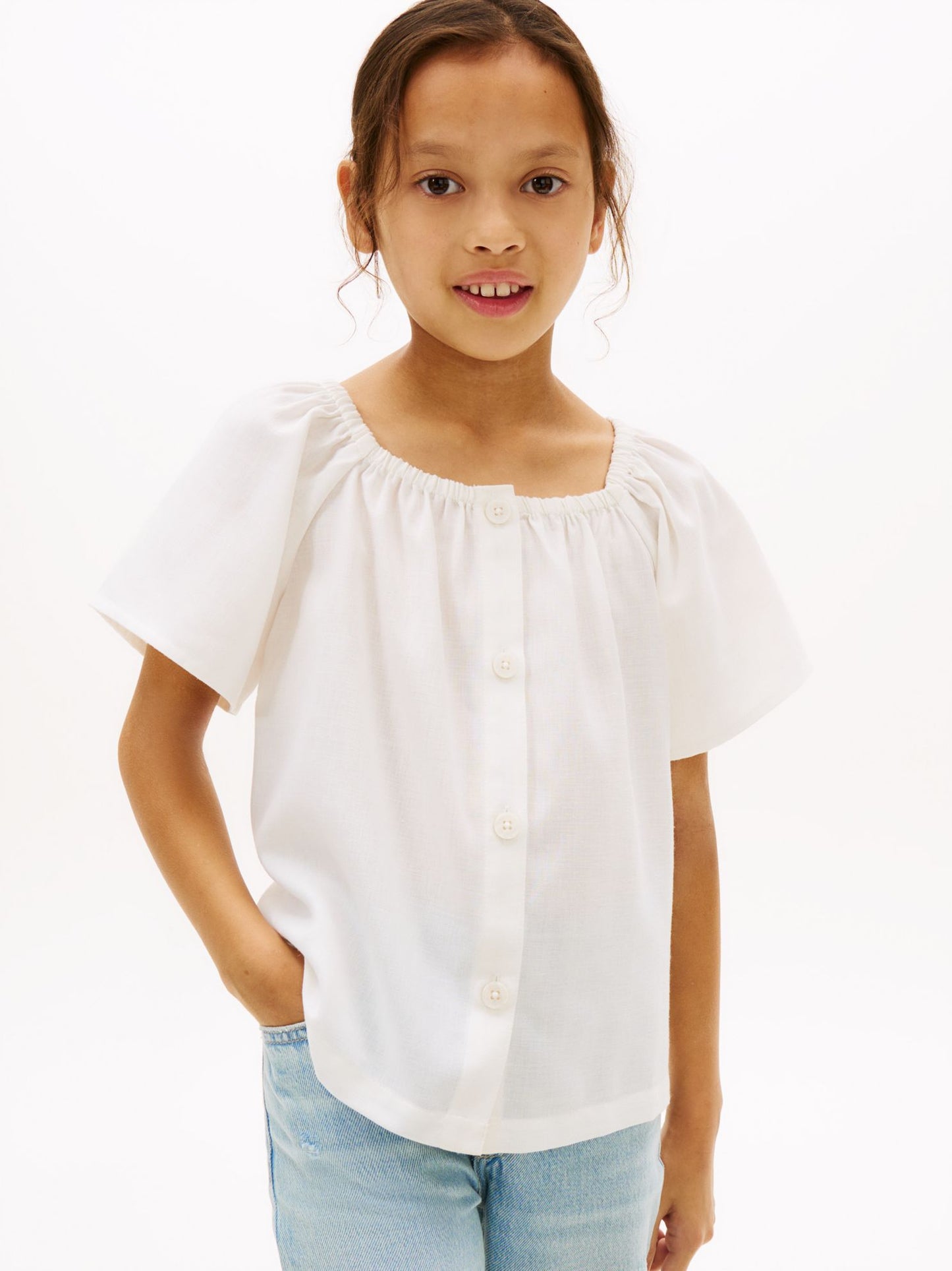 Tommy Hilfiger Kids' Puff-Sleeve Top