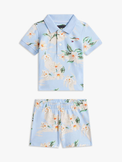 Tommy Hilfiger Babies' Floral Print Polo & Short Set