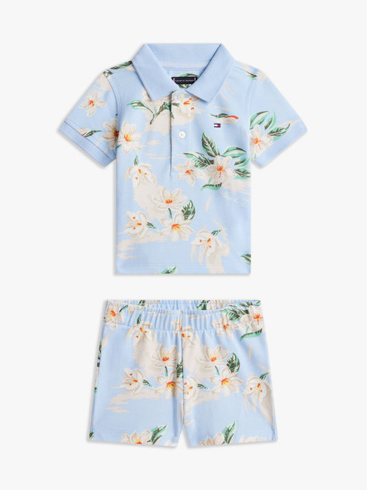 Tommy Hilfiger Babies' Floral Print Polo & Short Set