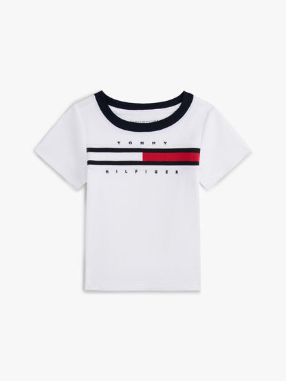 Tommy Hilfiger Babies' Flag Stripe Logo Ringer T-Shirt